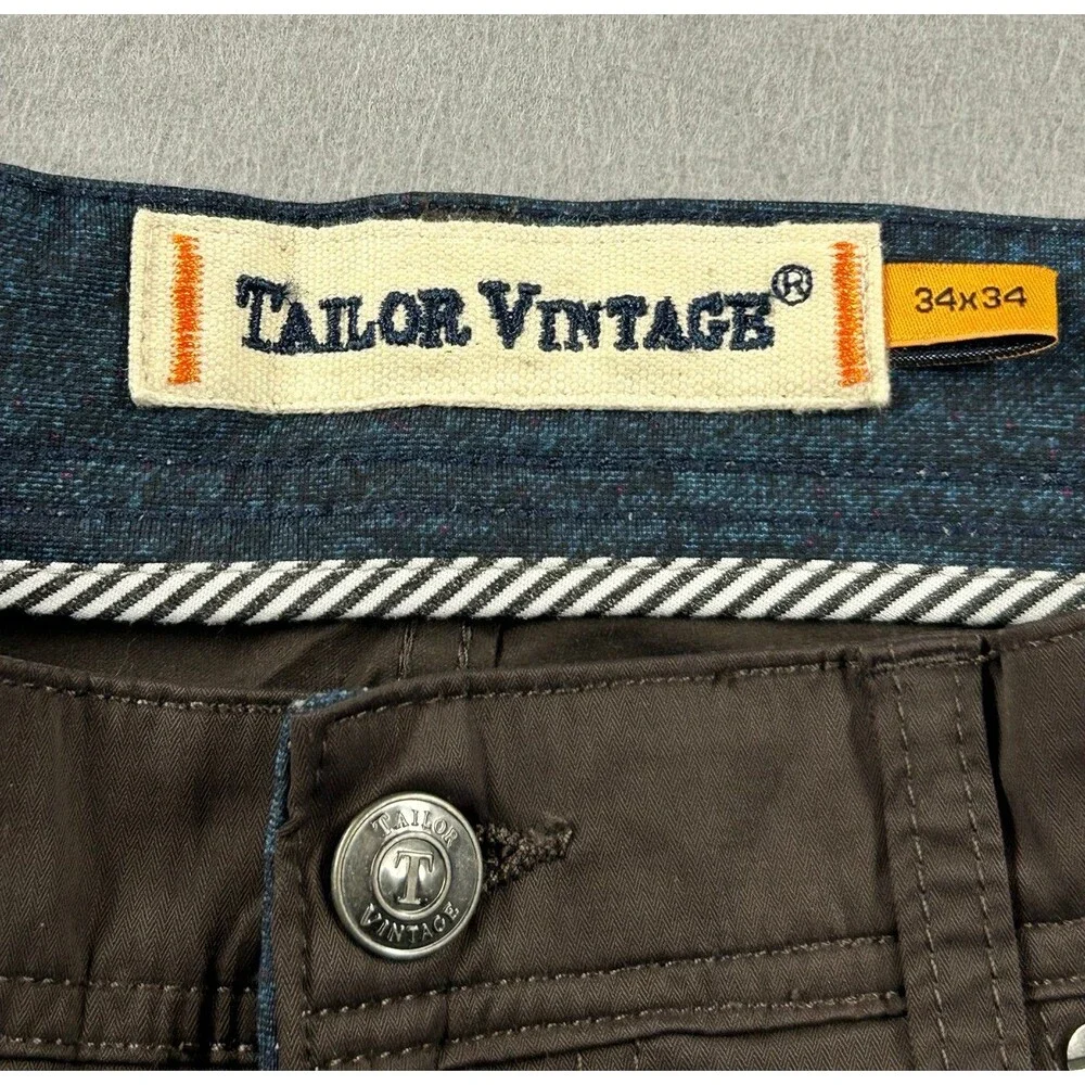 Tailor Vintage Pants Mens Brown Luxe Performance Comfort 34x34
